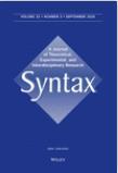 <b>Syntax-A Journal of Theoretical Experimental and Interdiscip</b>